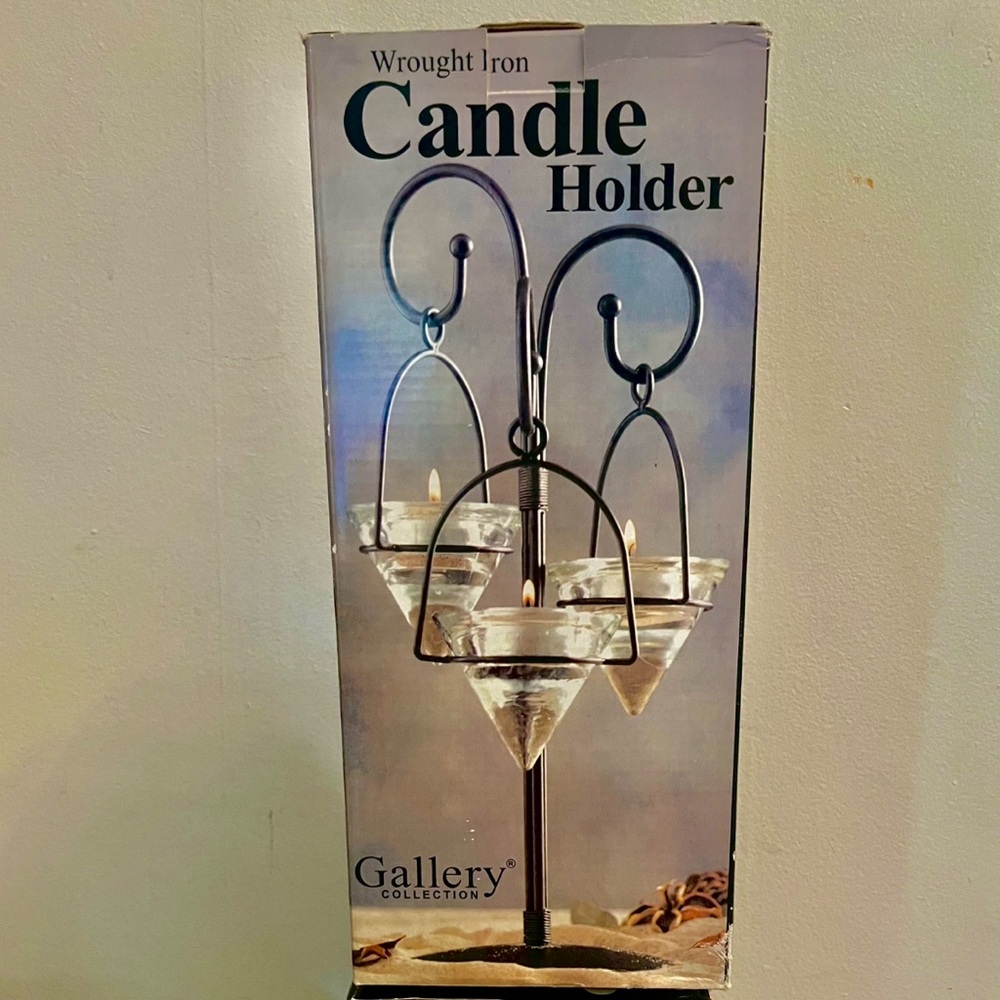 Wrought Iron Candle Holder - Black